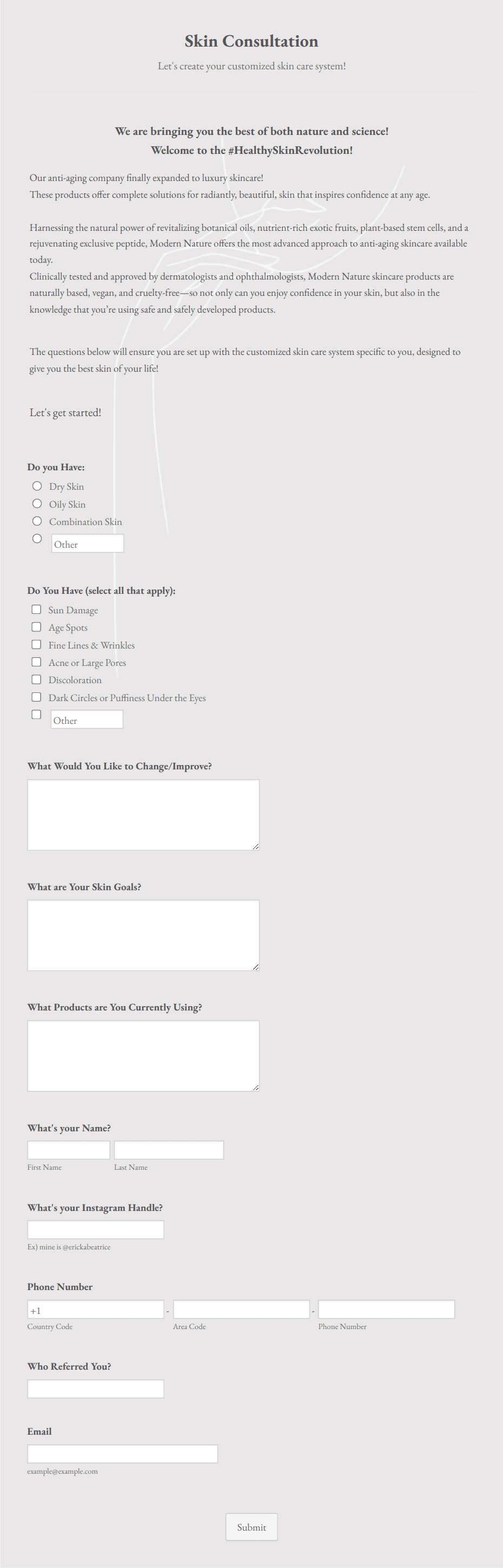Skin Consultation Form Template | Jotform