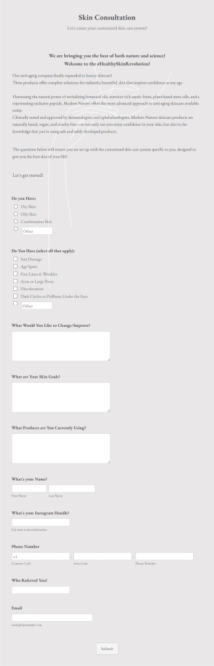 Skin Consultation Form Template