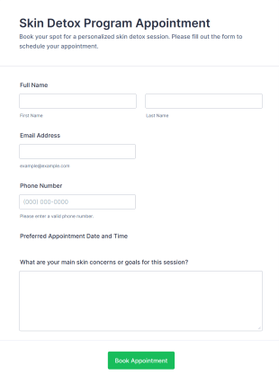 Skin Detox Program Appointment Form Template