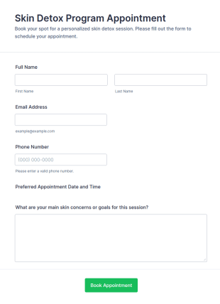 Skin Detox Program Appointment Form Template