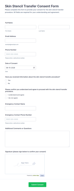 Skin Stencil Transfer Consent Form Template