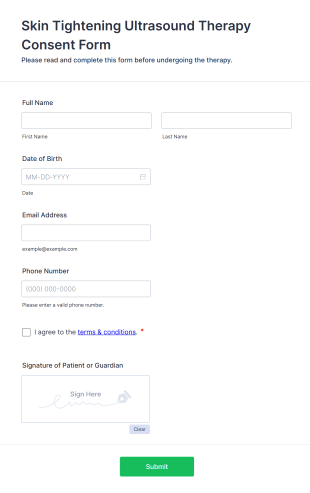 Skin Tightening Ultrasound Therapy Consent Form Template