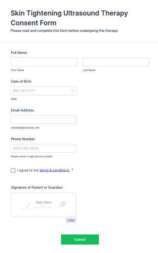 Skin Tightening Ultrasound Therapy Consent Form Template