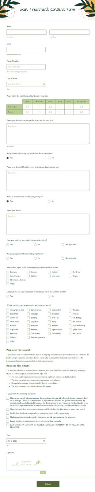 Skin Treatment Consent Form Template