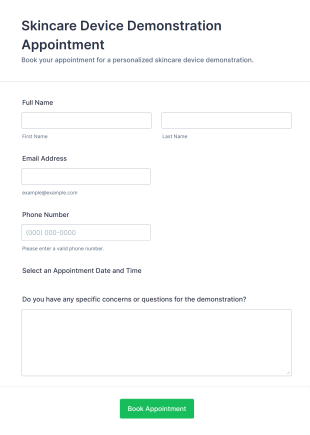 Skincare Device Demonstration Appointment Form Template