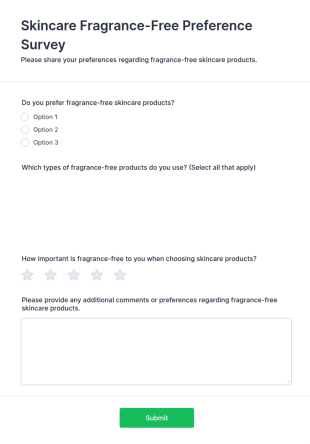 Skincare Fragrance Free Preference Survey Form Template