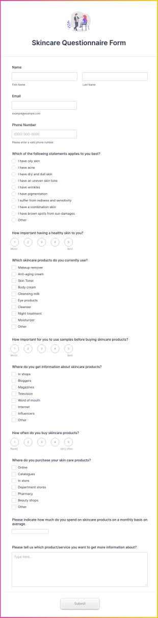 Skincare Questionnaire Form Template