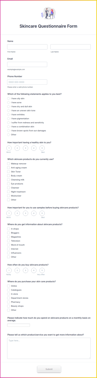 Skincare Questionnaire Form Template