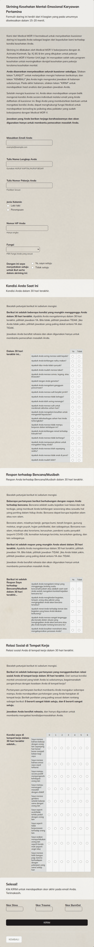 Skrining Kesehatan Mental Emosional Karyawan Pertamina