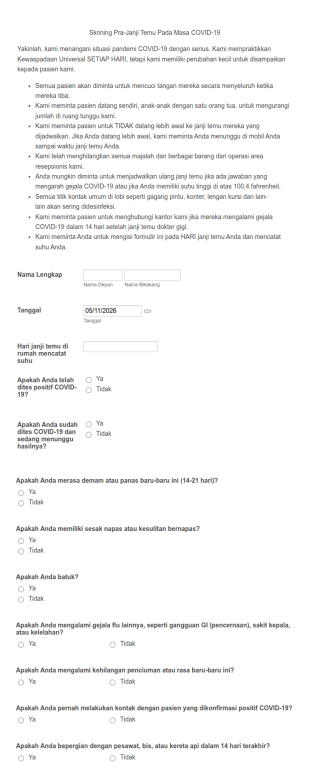 Skrining Pra Janji Temu Pada Masa COVID 19