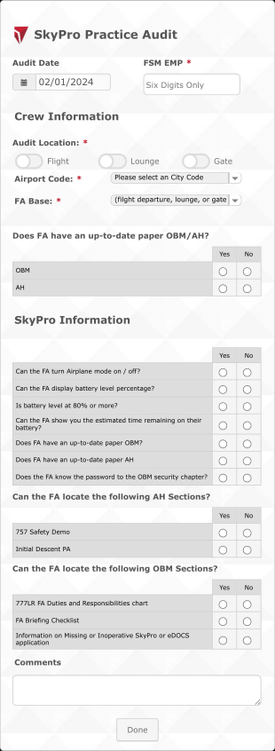 Skypro Practice Audit Form Template