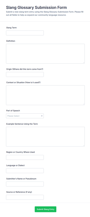 Slang Glossary Submission Form Template