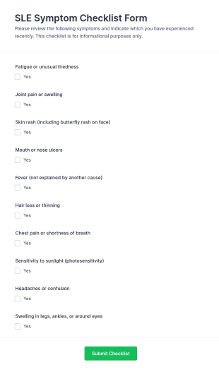 SLE Symptom Checklist Form Template