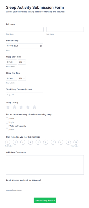 Sleep Activity Submission Form Template