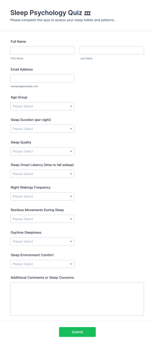 Sleep Psychology Quiz 💤 Form Template