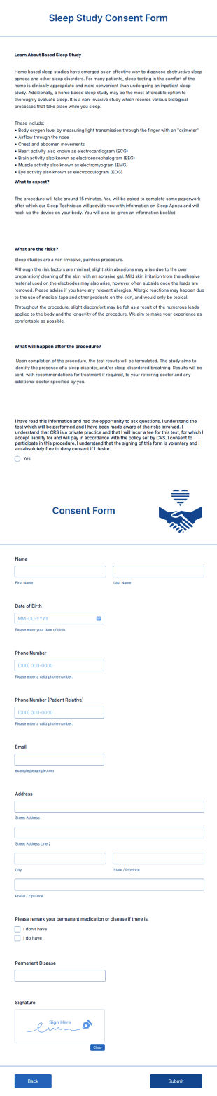 Sleep Study Consent Form Template
