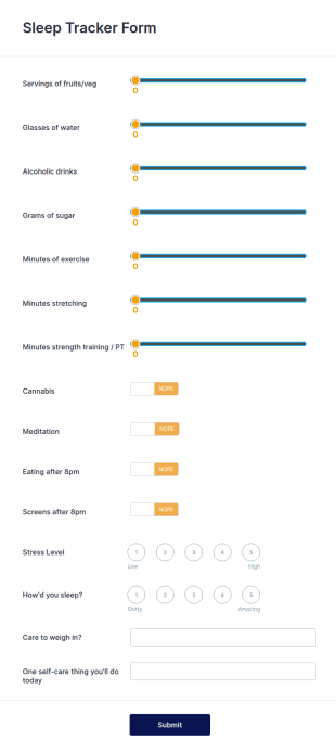 Sleep Tracker Form Template