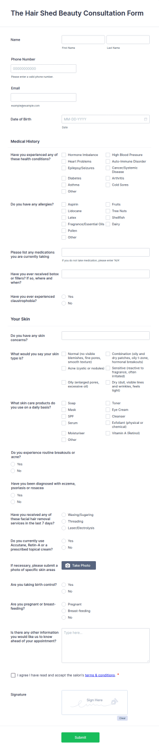 Slick's Beauty Consultation Form (template)