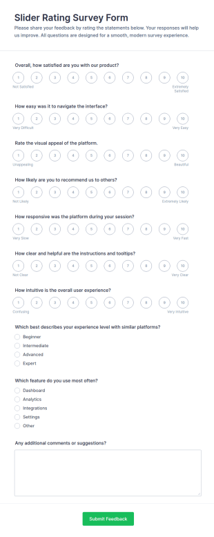 Slider Rating Survey Form Template