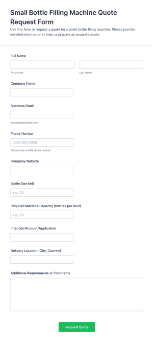 Small Bottle Filling Machine Quote Request Form Template