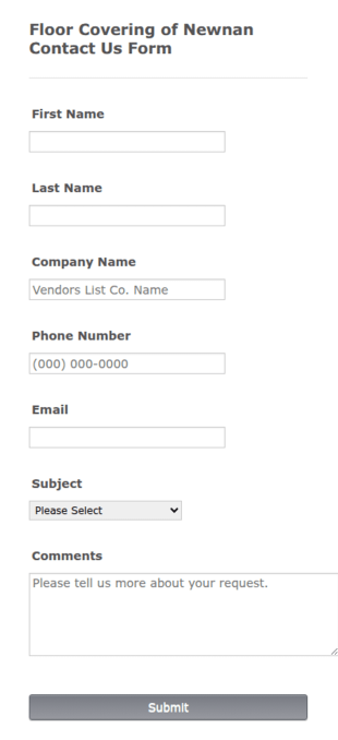 Small Business Contact Us Form Template