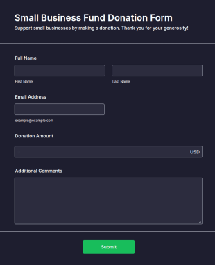 Small Business Fund Donation Form Template