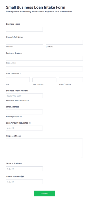 Small Business Loan Intake Form Template