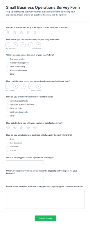 Small Business Operations Survey Form Template