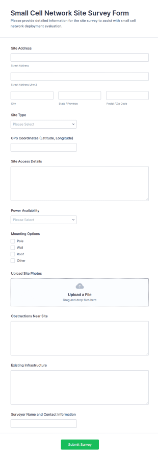 Small Cell Network Site Survey Form Template