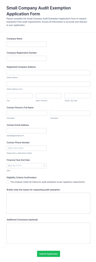 Small Company Audit Exemption Application Form Template