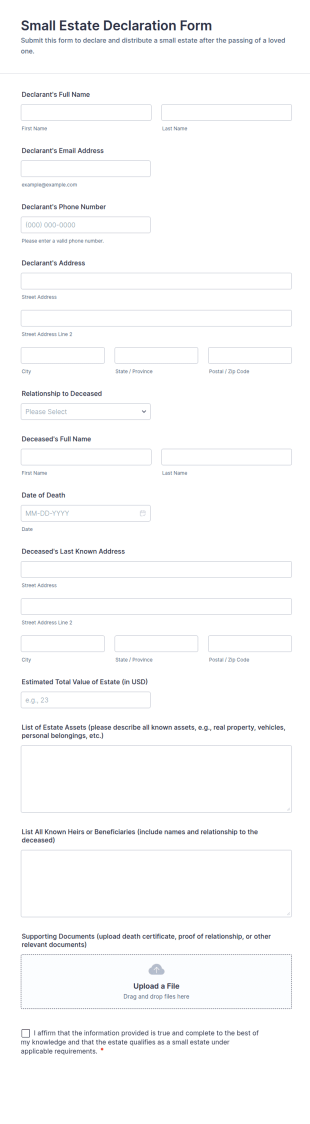 Small Estate Declaration Form Template