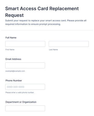 Smart Access Card Replacement Request Form Template