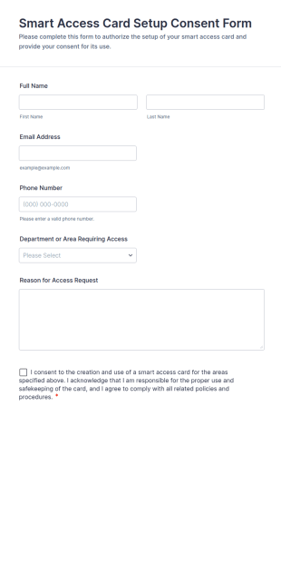 Smart Access Card Setup Consent Form Template
