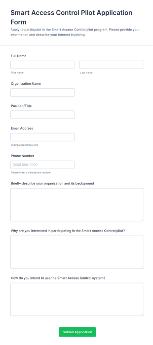 Smart Access Control Pilot Application Form Template