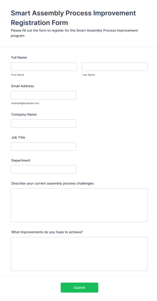 Smart Assembly Process Improvement Registration Form Template