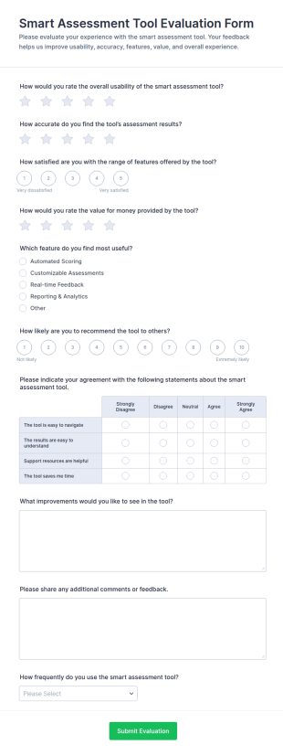 Smart Assessment Tool Evaluation Form Template