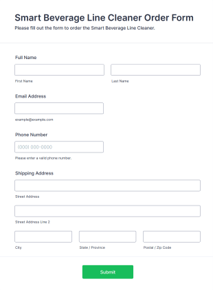 Smart Beverage Line Cleaner Order Form Template