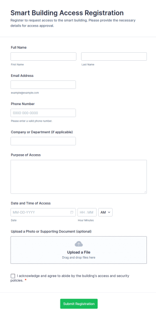 Smart Building Access Registration Form Template