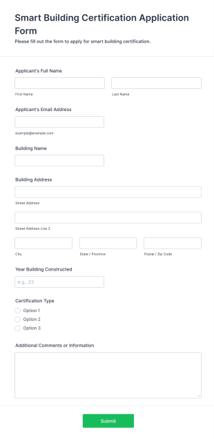 Smart Building Certification Application Form Form Template