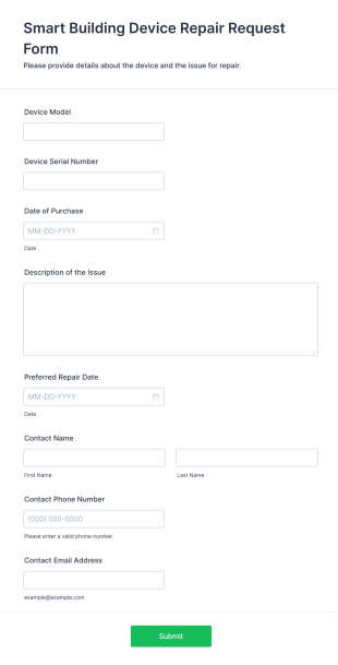 Smart Building Device Repair Request Form Template