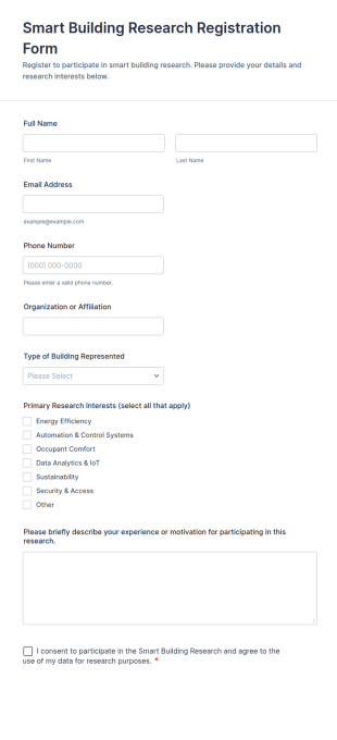 Smart Building Research Registration Form Template