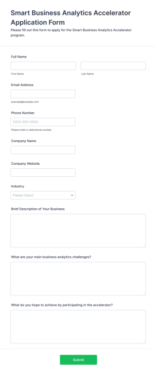 Smart Business Analytics Accelerator Application Form Form Template