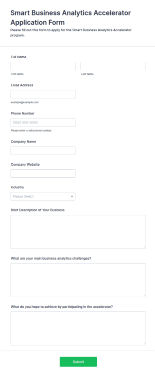 Smart Business Analytics Accelerator Application Form Template