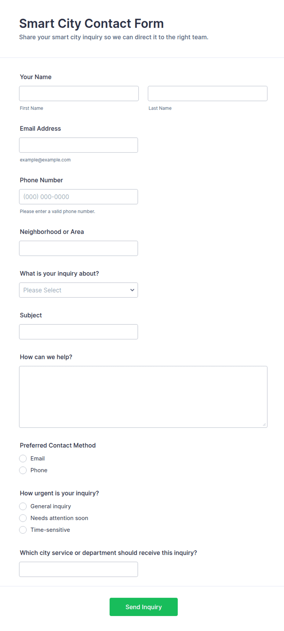 Smart City Contact Form Template | Jotform