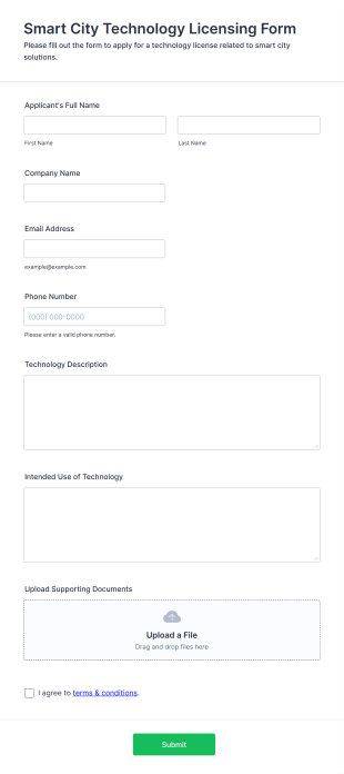 Smart City Technology Licensing Form Template