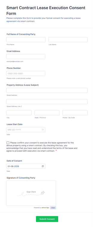 Smart Contract Lease Execution Consent Form Template