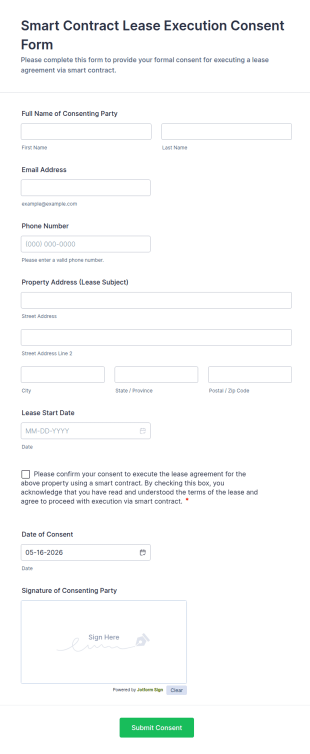 Smart Contract Lease Execution Consent Form Template