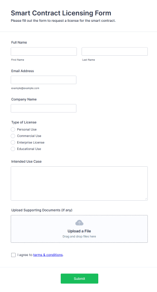 Smart Contract Licensing Form Form Template