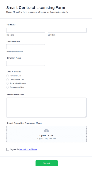 Smart Contract Licensing Form Template