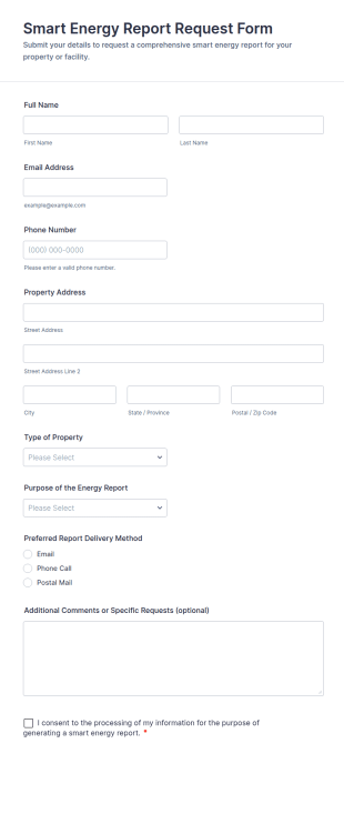 Smart Energy Report Request Form Template